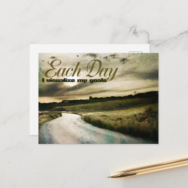 "Ich visualisiere meine Ziele" Motivation Affirmat Postkarte (Vorderseite/Rückseite Beispiel)