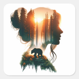 Ich wähle den Bären aus Quadratischer Aufkleber