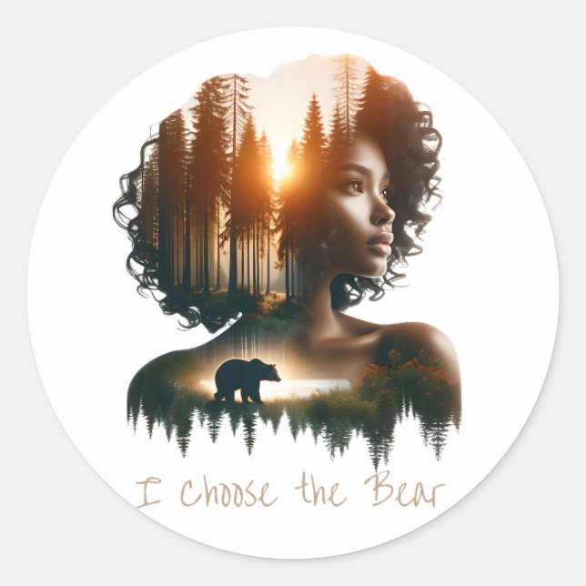 Ich wähle den Bärenaufkleber aus Runder Aufkleber (Vorderseite)