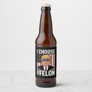 Ich wähle den Verbrecher Trump 2024 Republikanisch Bierflaschenetikett