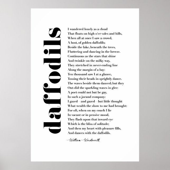 Ich wanderte einsam als Cloud von William Wordswor Poster (Vorne)