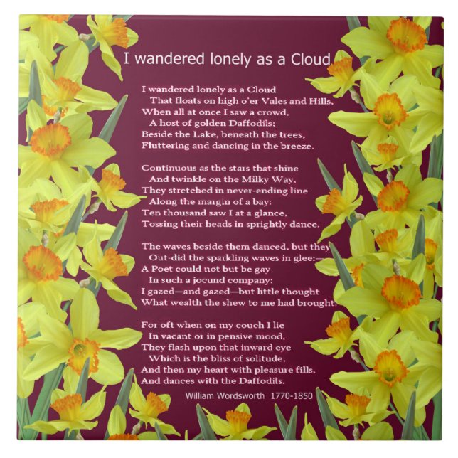 ICH WANDERTE EINSAM ALS WOLKE FLIESE (Vorderseite)