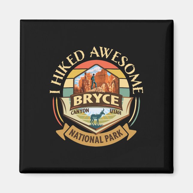 Ich wanderte großartigen Bryce Canyon Retro Vintag Magnet (Vorne)