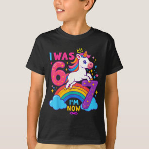 Ich war 6 jetzt bin ich 6 7 Einhorn 7. Geburtstag T-Shirt