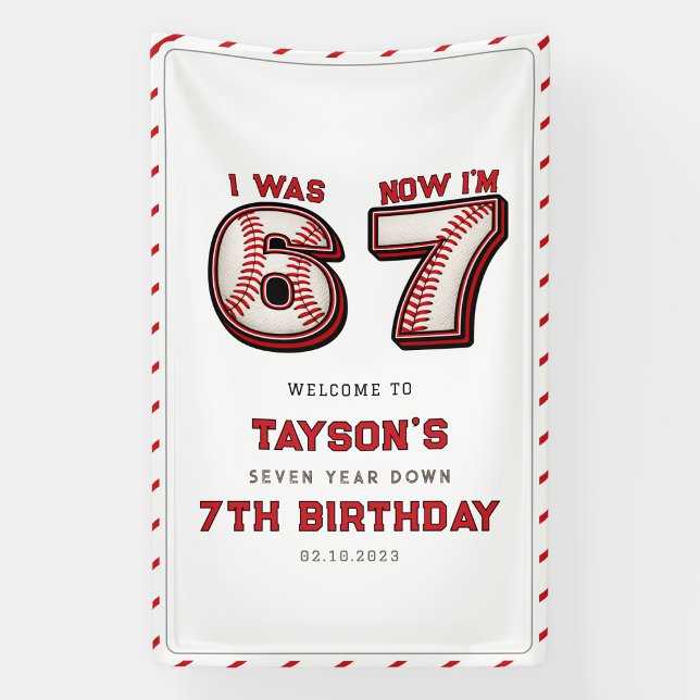 Ich war 6, jetzt bin ich 7 – Baseball 7. Geburtsta Banner (I Was 6, Now I’m 7 – Baseball 7th Birthday Banner
)
