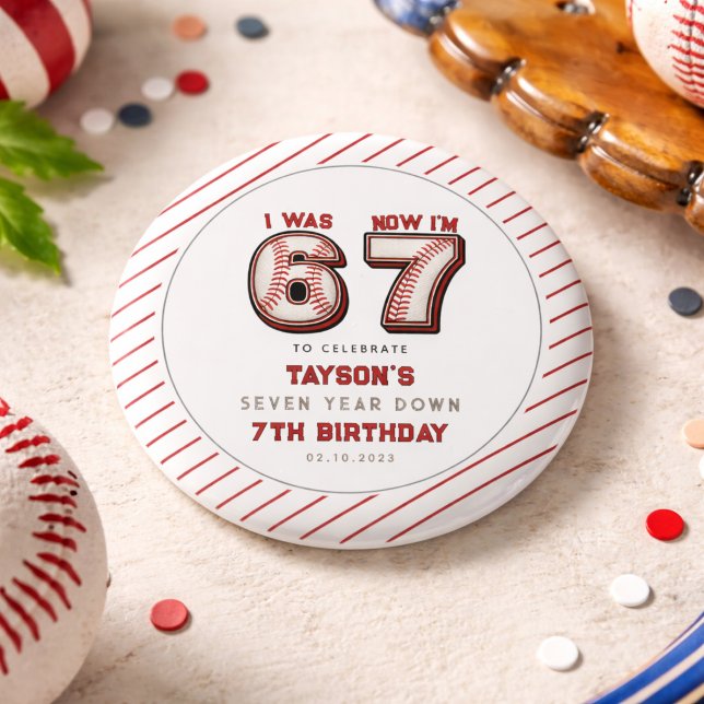 Ich war 6, jetzt bin ich 7 – Baseball 7. Geburtsta Button (I Was 6, Now I’m 7 – Baseball 7th Birthday Button
)