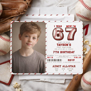 Ich war 6, jetzt bin ich 7 – Baseball 7. Geburtsta Einladung