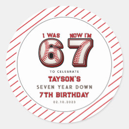 Ich war 6, jetzt bin ich 7 – Baseball 7. Geburtsta Runder Aufkleber