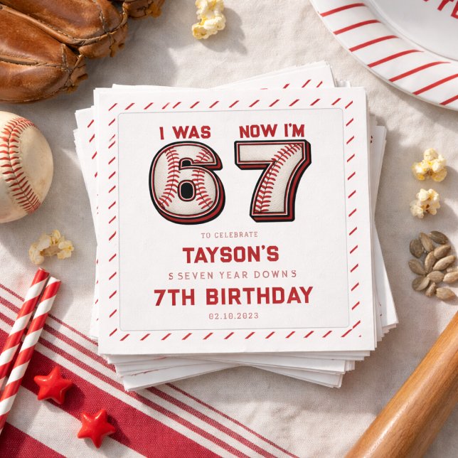 Ich war 6, jetzt bin ich 7 – Baseball 7. Geburtsta Serviette (I Was 6, Now I’m 7 – Baseball 7th Birthday Napkins
)