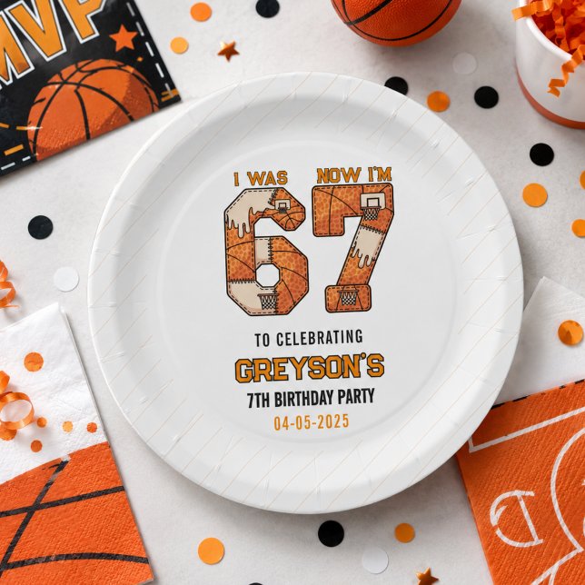 Ich war 6, jetzt bin ich 7 Basketball – 7. Geburts Pappteller (I Was 6 Now I’m 7 Basketball – 7th Birthday Party Paper Plates
)
