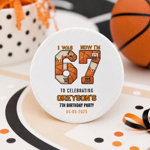 Ich war 6, jetzt bin ich 7 Basketball – 7. Geburts Runder Aufkleber