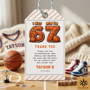 Ich war 6, jetzt bin ich 7 Basketball-Geburtstag – Geschenkanhänger