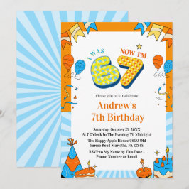 Ich war 6 jetzt bin ich 7 Bunte Kindergeburtstagsf Einladung