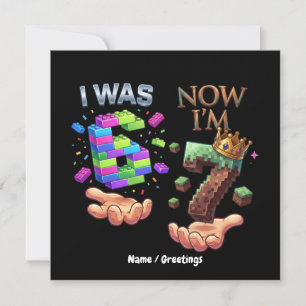 Ich war 6 jetzt bin ich 7 Gamer Geburtstag Pixel B Einladung