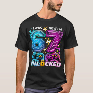 Ich war 6 jetzt bin ich 7 Gamer-Junge 7. Geburtsta T-Shirt