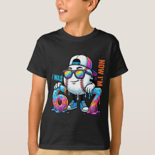 Ich war 6 jetzt bin ich 7 Geburtstag Baseball Jung T-Shirt