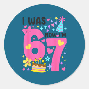 Ich war 6 jetzt bin ich 7 Jahre alt Geburtstag 7. Runder Aufkleber