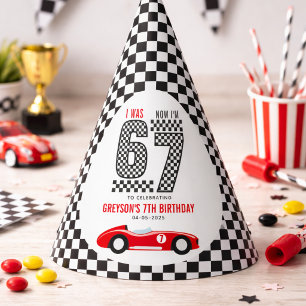 Ich war 6 jetzt bin ich 7 Rennwagen Junge Geburtst Partyhütchen