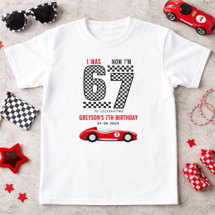 Ich war 6 jetzt bin ich 7 Rennwagen-Jungen-Geburts T-Shirt