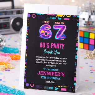 Ich war 6 jetzt bin ich 7 Retro Neon 7. Geburtstag Dankeskarte