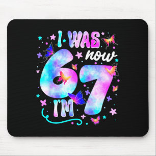 Ich war 6 jetzt bin ich 7 Schmetterling 7. Geburts Mousepad
