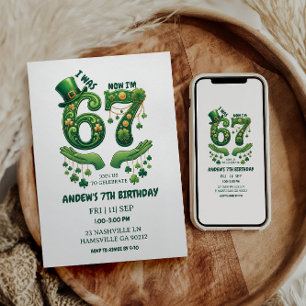 Ich war 6 jetzt bin ich 7 St. Patrick’s Day Jungen Einladung