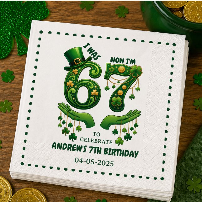 Ich war 6 jetzt bin ich 7 St. Patrick’s Day Jungen Serviette (I Was 6 Now I’m 7 St. Patrick’s Day Boy Birthday Napkins)