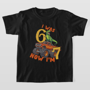 Ich war 6 jetzt bin ich 7 T-Rex-Monstertrucks T-Shirt