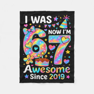 Ich war 6 jetzt bin ich 7 Tie Dye Geburtstag Aweso Fleecedecke