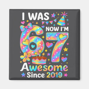 Ich war 6 jetzt bin ich 7 Tie Dye Geburtstag Toll Magnet