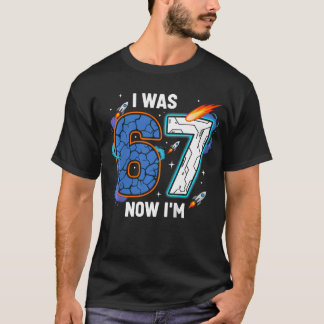 Ich war 6 jetzt bin ich 7 Weltraum 7. Geburtstag T-Shirt
