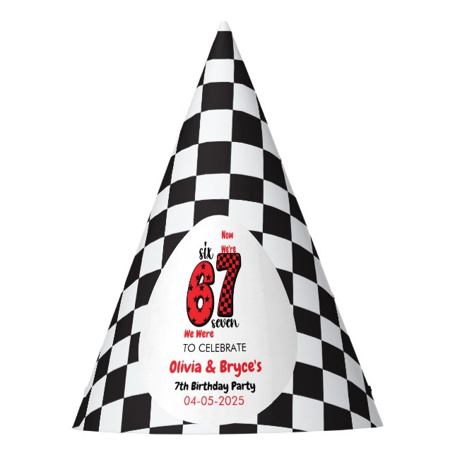 Ich war 6, jetzt bin ich 7 – Zwilling 7. Geburtsta Partyhütchen (Vorderseite)