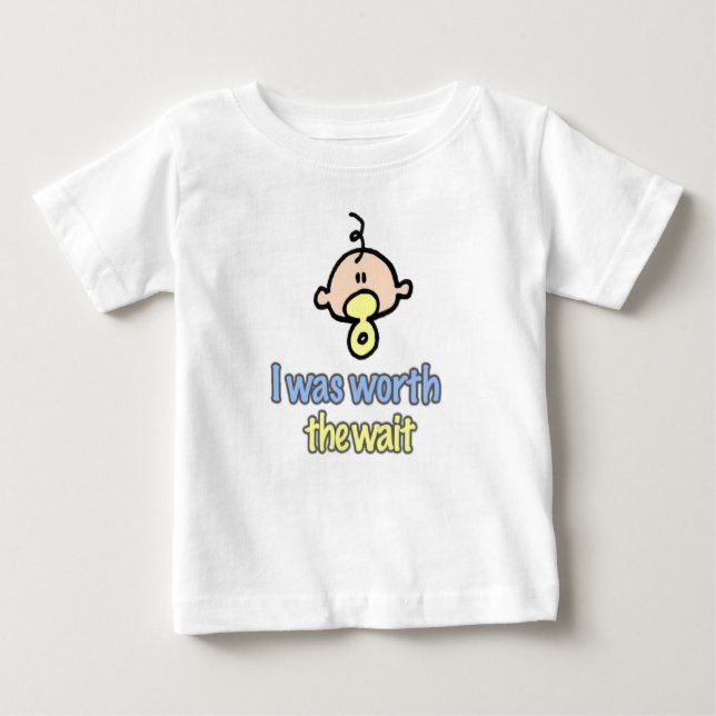 Ich war das Warten wert (Junge) Baby T-shirt (Vorderseite)