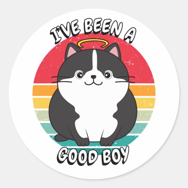 Ich war ein guter Junge - dicke Katze Runder Aufkleber (Vorderseite)