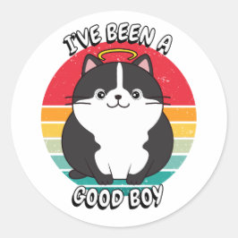 Ich war ein guter Junge - dicke Katze Runder Aufkleber