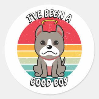 Ich war ein guter Junge - grauer Hund Runder Aufkleber