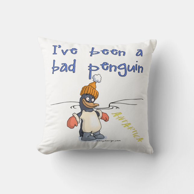 Ich war ein schlechter Pinguin Kissen (Vorderseite)