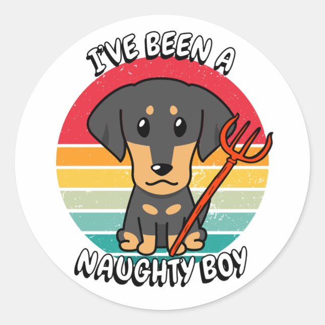 Ich war ein unartiger Junge - Dackel-Hund Runder Aufkleber (Vorderseite)