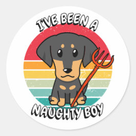 Ich war ein unartiger Junge - Dackel-Hund Runder Aufkleber