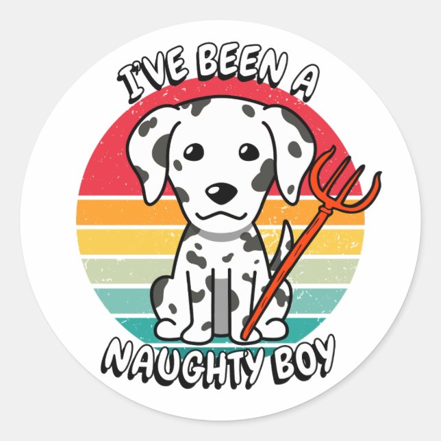 Ich war ein unartiger Junge - dalmatinischer Hund Runder Aufkleber (Vorderseite)