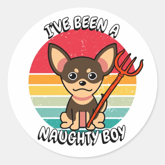 Ich war ein unartiger Junge - ein kleiner Hund Runder Aufkleber (Vorderseite)