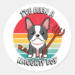 Ich war ein unartiger Junge - französischer Bulldo Runder Aufkleber