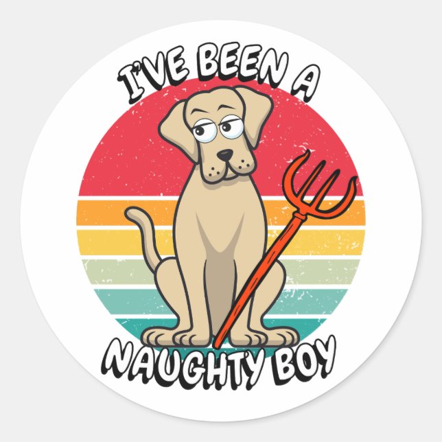 Ich war ein unartiger Junge - großer Hund Runder Aufkleber (Vorderseite)