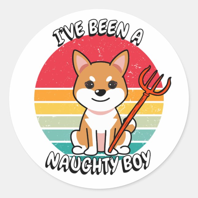 Ich war ein unartiger Junge - orangefarbener Hund Runder Aufkleber (Vorderseite)