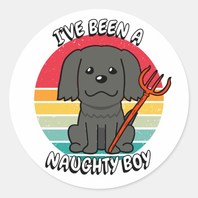 Ich war ein unartiger Junge - schwarzer Hund Runder Aufkleber (Vorderseite)