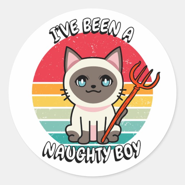 Ich war ein ungezogener Junge - eine siamesische K Runder Aufkleber (Vorderseite)