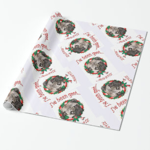 Ich war meistens gut... Mops Wreath Christmas Geschenkpapier