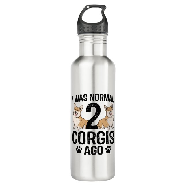 Ich war normal 2 Corgis Ago Dog Edelstahlflasche (Vorderseite)