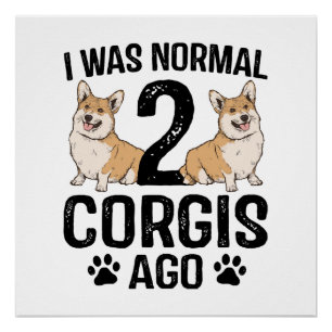 Ich war normal vor 2 Corgis Hund Poster