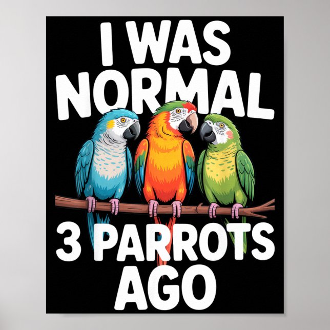 Ich war normal vor 3 Papageien Lustiger Vogel Lieb Poster (Vorne)